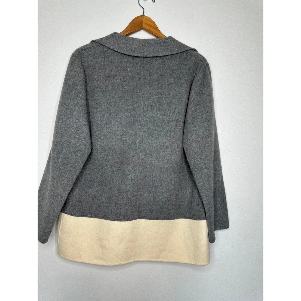 Vintage Talbots Wool Angora Cashmere Cardigan Jacket Size 8 Gray Colorblock Soft